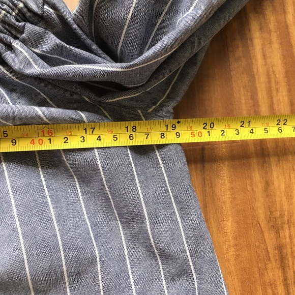 Gray off shoulder long sleeve shirt gray white stripe tie cuffs NORDSTROM BP - Picture 5 of 9